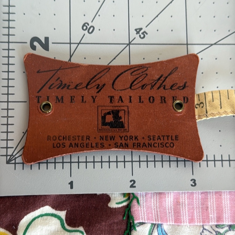 Vintage “Timely Clothes” Tailor’s Measuring Tape – Mid-Century Advertising Promo